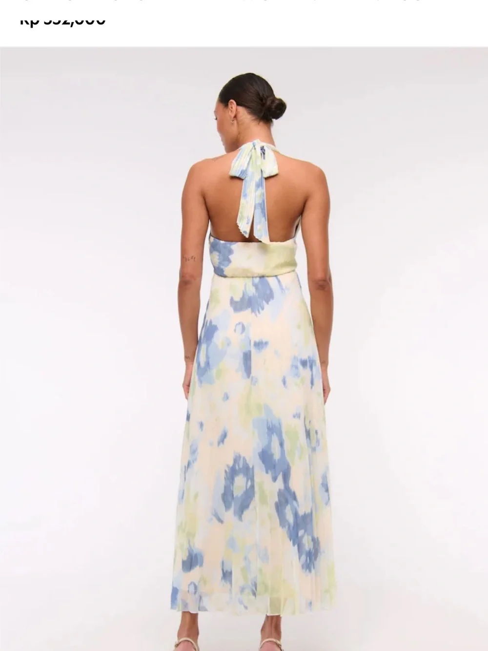 Abercrombie Giselle Halter Pleated Maxi Dress in Blue & Green